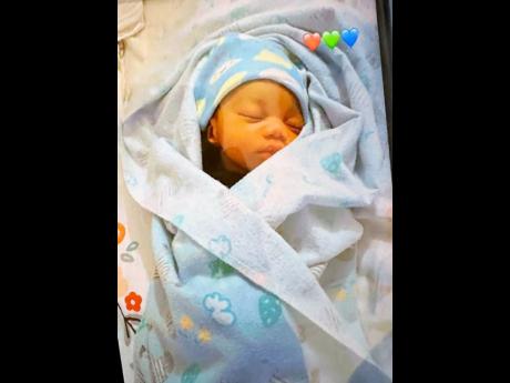 Eleven-day-old baby Kimoya Robe who was abducted from the Victoria Jubilee Hospital in Kingston yesterday.