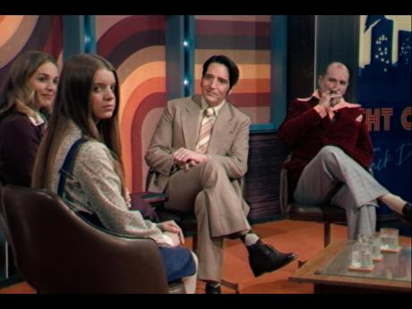 Ian Bliss, Laura Gordon, David Dastmalchian, and Ingrid Torelli in ‘Late Night with the Devil’.