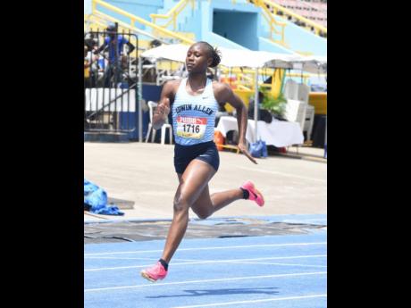 Edwin Allen's Jounee Armstrong comfortably through to the semi-finals of the Class 1 girls' 200-metre semi-final at the ISSA/GraceKennedy Boys and Girls' Athletics Championships inside the National Stadium.