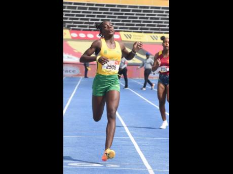 St Jago's Shannia Campbell, a member of the Monk Street-based school's impressive 4x100-metre Class 3 team. 