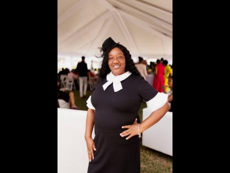 MFG paralegal Natasha Boswell-Edwards made her own fashion statement for Sunday’s brunch, completing her black and white look with a black fascinator.