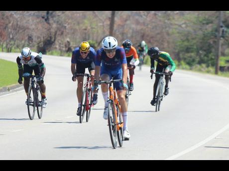 Cyclists participating in the 2023 Jamaica International Cycling Classic in Montego.  