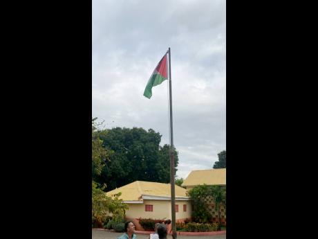 The Palestinian flag raised at the People’s National Party’s Old Hope Road, St Andrew, headquarters. 