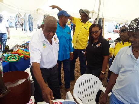 State Minister Franklin Witter visits one of the booths at the Hanover Agricultural Show last year. 