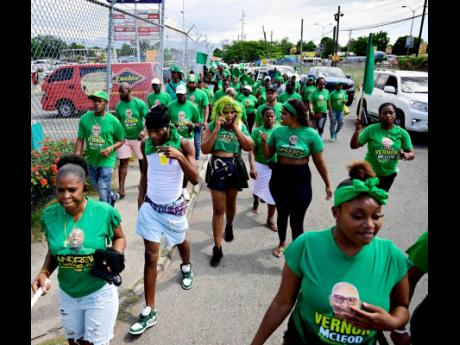 Jamaica Labour Party supporters on their way to the St. Andrew North Western nomination centre on Thursday, February 8.