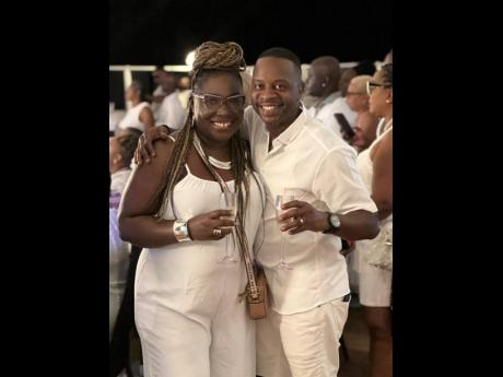 Clad in all white, Sophia (left) and Christopher ‘Johnny’ Daley were ready for the highly anticipated performance by Captain Beres Hammond on night two of the Love and Harmony Cruise.