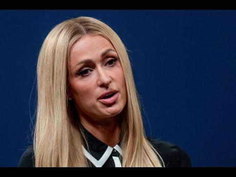 Hotel heiress and media personalty Paris Hilton discusses her support for a bill calling on more transparency for youth treatment facilities licensed by the California Department of Social Services, during an interview in Sacramento, California on Monday.
