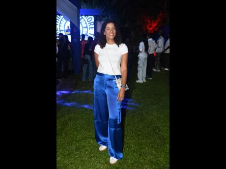 Lyndsey McDonnough, co-managing director, Market Me Consulting Limited, gives effortless and stylish in Pepsi blue satin pants and a white T-shirt.