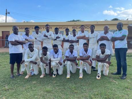 
Manchester High School players pose for a picture after winning the ISSA First Global Bank Rural T20 Competition against St Elizabeth Technical High School at Manchester High School yesterday.