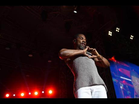 International gospel artiste Kirk Franklin shows love to the Fun in the Son audience at the National Stadium.
