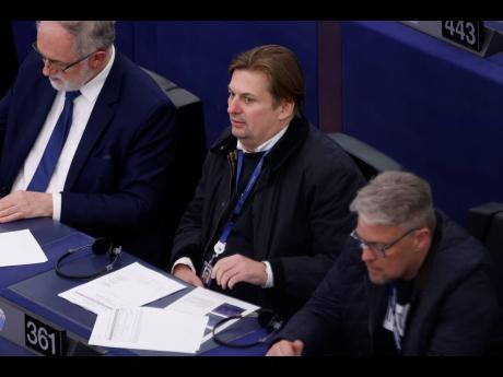 Germany’s Maximilian Krah (centre) of the far-right Alternative attends a session at the European Parliament in Strasbourg, eastern France.