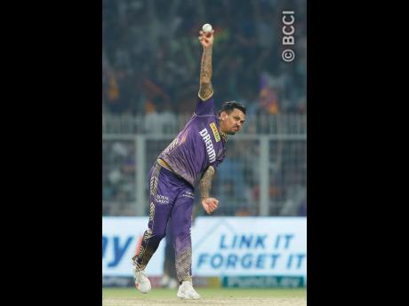 Sunil Narine in action in the Indian Premier League for the Kolkata Knight Riders.