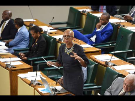 Education Minister Fayval Williams making a statement to the House of Representatives on Tuesday.