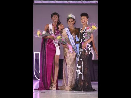 Miss Universe Jamaica East Keri-Ann Greenwood if flanked by first runner-up Shanon Johnson (right) and second runner-up Rasheda Green.