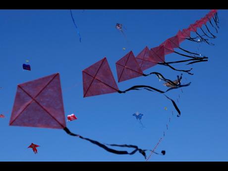 Kites fly during the 41st International Kite Festival in Weifang, Shandong Province of China.