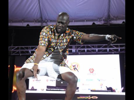 Dynamq onstage during his clash performance at the Global Sound Clash, held at Pier 1 in Montego Bay in 2023.
