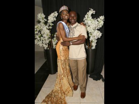It was a win for the family as Deidrian Downer (left) was crowned Miss Universe Jamaica Central. So said her biggest supporter Fitzroy Downer, her father, who was present at every rehearsal leading up to Saturday’s coronation.
