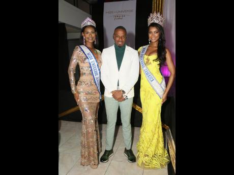 Jermaine Blair, franchise holder, Miss Universe Jamaica East, is flanked by reigning Miss Universe East Keri-Ann Greenwood and Miss Universe Jamaica 2023 Dr Jordanne Lauren Levy.