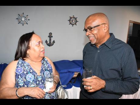  Denise Lyn-Fatt, former president and managing committee member of the Shipping Association of Jamaica (SAJ), in conversation with SAJ CEO, Trevor Riley, at last Friday’s Members’ Mingle.