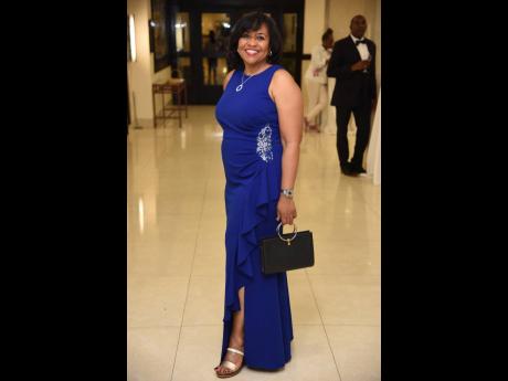 Ann-Marie Lennard, auditor at the Bank of Jamaica, stuns in royal blue.