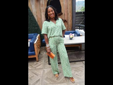 Tyheissa Williams is relaxed and radiant in this green two-piece.