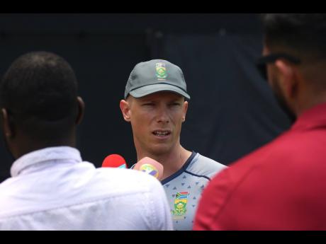 South Africa skipper for a series against the West Indies speaks to media at Sabina Park yesterday.