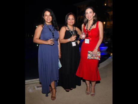 Belinda Ocampo, senior sales and contracting manager at Blue Diamond Resorts, is flanked by her colleagues Maria Moreno (left), partner marketing manager, and Delia Osegueda (right), senior director of global partnerships.