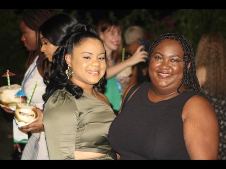 Left: Destination sponsor Jamaica Tourist Board’s Candace Thomas (left) and Sicourney Jackson are beaming with pride, and glowing.