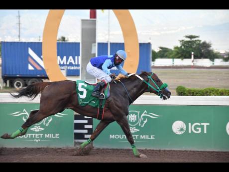 GET A PEPSI, ridden by Paul Francis, wins the Labour Day Trophy over  seven furlongs at Caymanas Park yesterday.