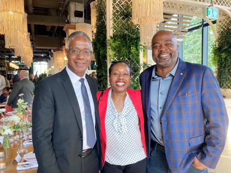 From left: Dr Gervan Fearon, Audrey Campbell, a past president of the Jamaican Canadian Association, and Chris Campbell, director of Equity, Diversity & Inclusion, at the Carpenters’ District Council of Ontario.