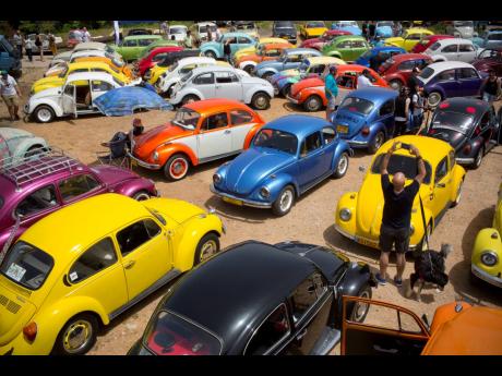
In this April 21, 2017 file photo, Volkswagen Beetles are displayed during the annual gathering of the “Beetle club” in Yakum, central Israel. 