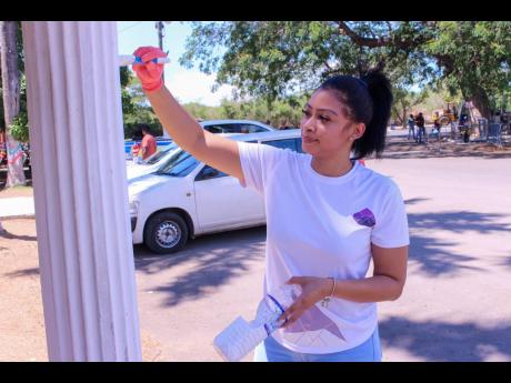 Khadije Swaby, Senior Marketing Officer at First Rock, actively engaged in the Labour Day activities at the National Police College of Jamaica on Thursday.