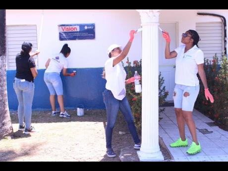 The ladies of First Rock Group graced the National Police College of Jamaica on Labour Day 2024. From left are receptionist Alexandra McNamee; senior marketing officer Khadije Swaby; acting vice-president of group culture & talent Ashley Chin; and senior m