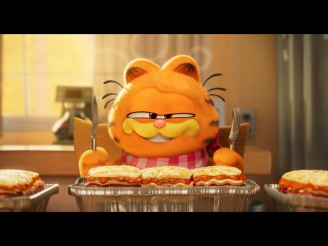 This image released by Sony Pictures shows Garfield, voiced by Chris Pratt, in a scene from the animated film ‘The Garfield Movie’. 