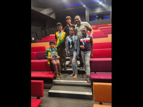 From left: Rajvir Shergil, Ronak Shergil, Luc Sinton, Zaina Oconnor, Jomo Pitterson, and Khaleel Bartlett at the inaugural Cayman Chess Classic International Tournament earlier this month.