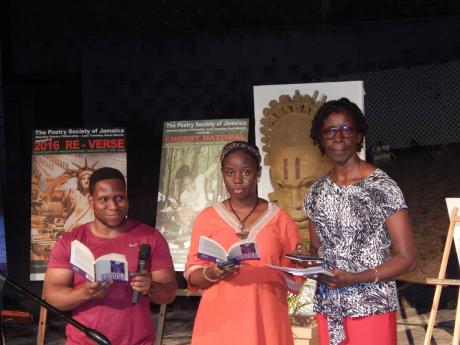 Poetry readers from left Javoniel Trowers, Sonia Parkinson and her mother, Angelina Parkinson.