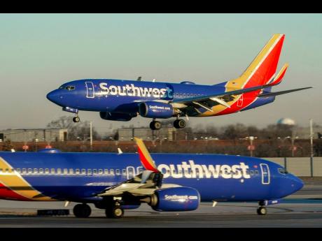 Southwest Airlines plane prepares to land at Midway International Airport.