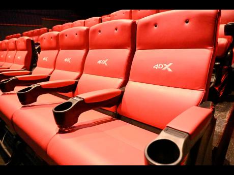 Each row in the retrofitted 4DX cinema is split up into segments of four.