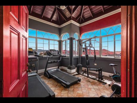 A home gym on the upper floor.