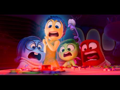 This image released by Disney/Pixar shows (from left) Sadness, voiced by Phyllis Smith; Joy, voiced by Amy Poehler; Disgust, voiced by Liza Lapira; Fear, voiced by Tony Hale and Anger, voiced by Lewis Black, in a scene from ‘Inside Out 2’. 