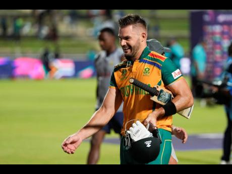 South Africa’s captain Aiden Markram walks from the field following his team’s nine-wicket win over Afghanistan in their men’s T20 World Cup semi-final cricket match at the Brian Lara Cricket Academy in Tarouba, Trinidad and Tobago, on Wednesday.