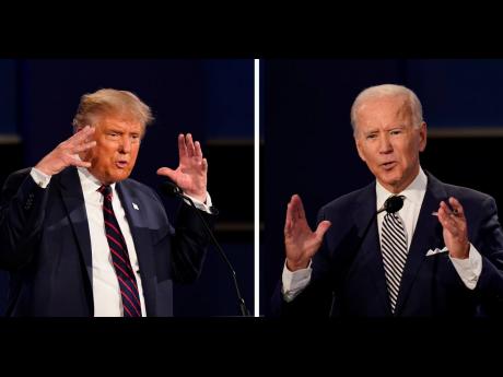 This combination of photos show President Donald Trump  (left) and former Vice President Joe Biden during the first presidential debate on September 29, 2020.