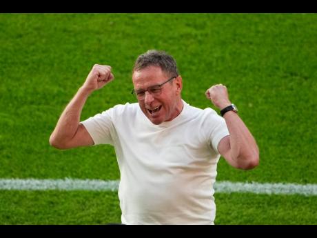 AP 
Austria’s head coach Ralf Rangnick celebrates after their win in a Group D match against the Netherlands at the Euro 2024 football tournament in Berlin, Germany, on Tuesday, June 25.