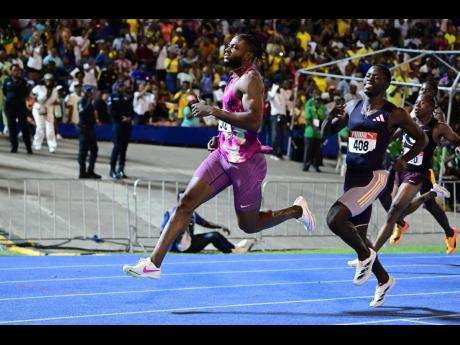 Kishane Thompson (left), with 9.77 seconds, and Oblique Seville (9.82) proved that men’s sprinting in Jamaica wasn’t going anywhere, anytime soon.