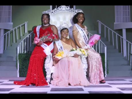 Shahida Grant, Miss St Catherine Festival Queen 2024, is flanked by Brianna Miller (left), first runner-up, and Samantha McLeod, second runner-up.