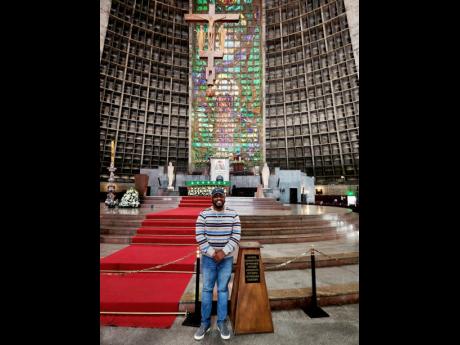 McKay shows the metropolitan cathedral of Saint Sebastian in Rio de Janeiro.