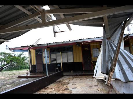 Damage done to the Pratville Primary and Infant School in Manchester last week by Hurricane Beryl.