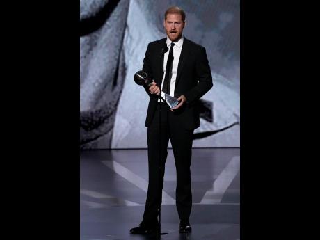 Prince Harry, Duke of Sussex, moments before receiving the Pat Tillman Award for Service.