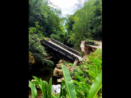 The collapsed Woodsville bridge.