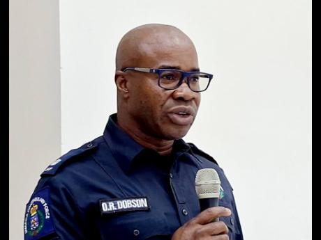 Senior Superintendent of Police Othneil Dobson, commanding officer for the Westmoreland Police Division, addressing councillors at the Westmoreland Municipal Corporation monthly general meeting on Thursday, July 11.